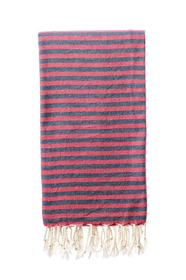 Turkish Bath / Beach Towel (100% Cotton) – SUD – Red & Navy (100x180cm)