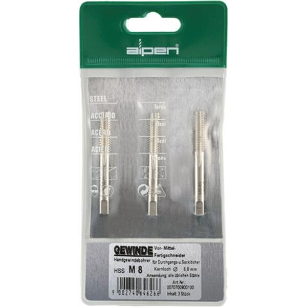 Alpen Hand Tap Set In Pouch M4 HSS 0.7mm Pitch