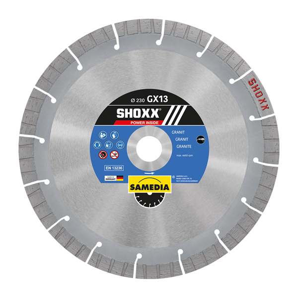 Samedia Diamond Blade 230mm Segmented Ind Granite Long Life Shoxx Gx13