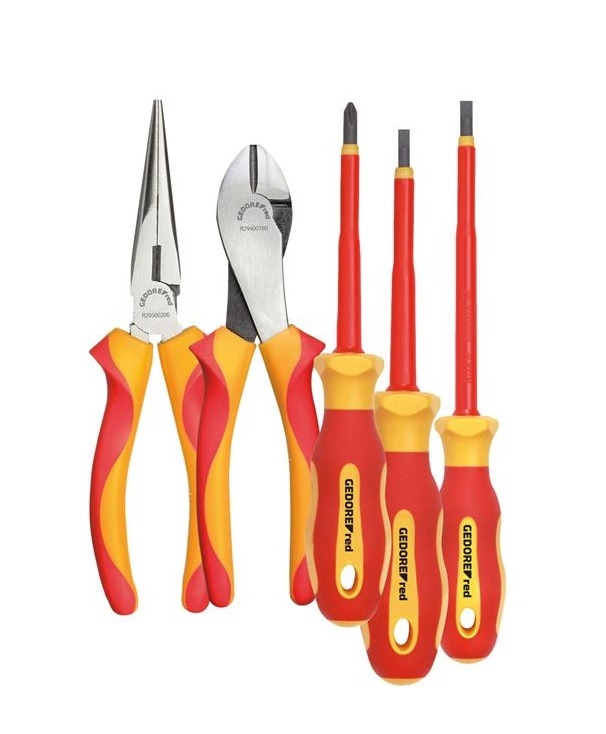 Gedore Red – VDE Tool Set -Screwdrivers, Pliers, Side Cutter (5 Piece Kit )