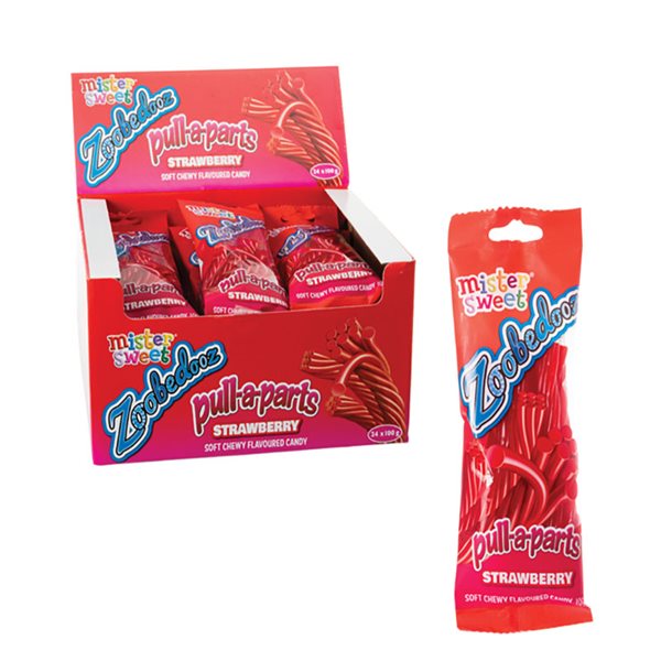Bulk Pack 12x Mister Sweet Strawberry Zoobedooz Pull-a-Parts