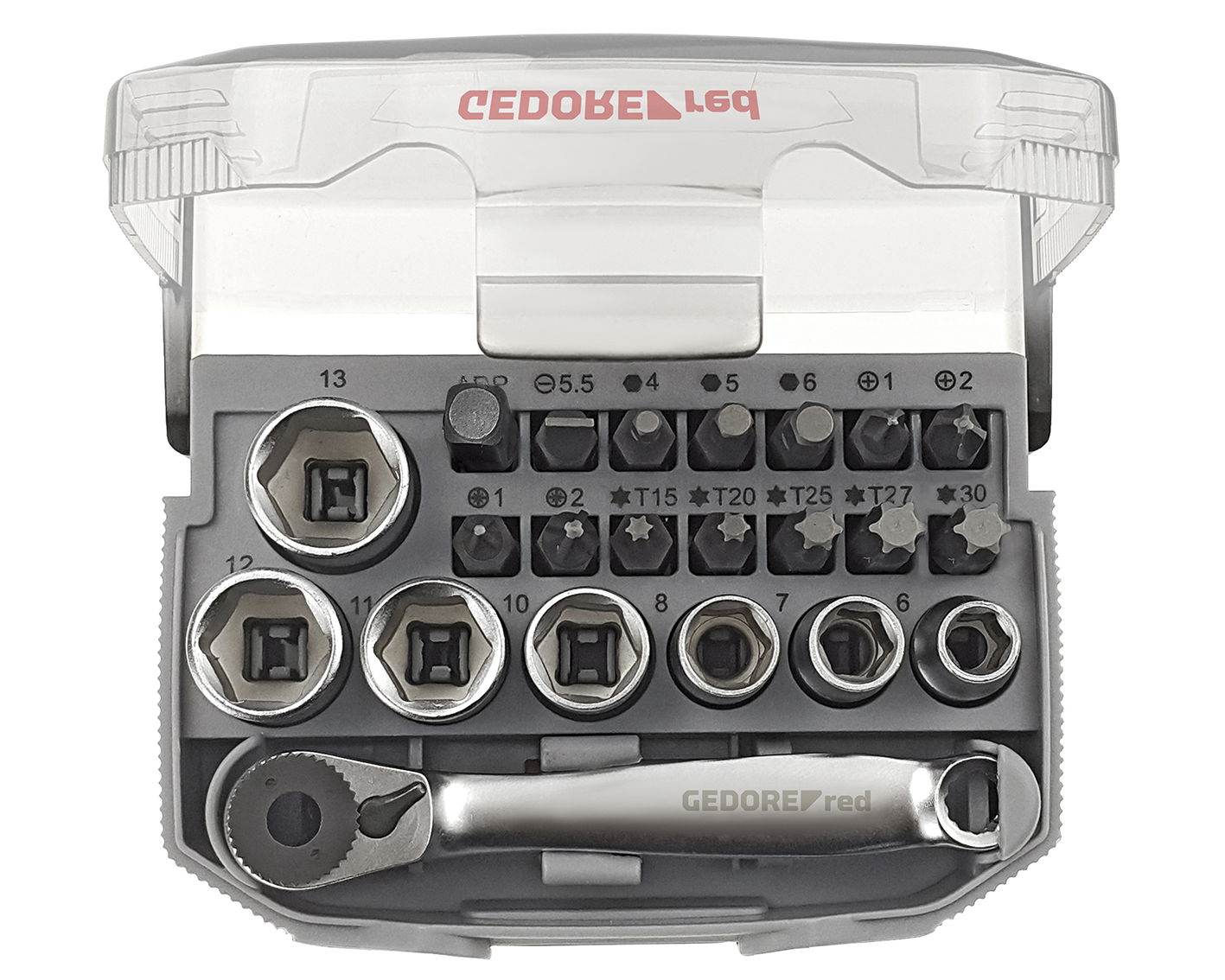 Gedore Red Bit Ratchet Set 1/4″ With Adaptor – Compact