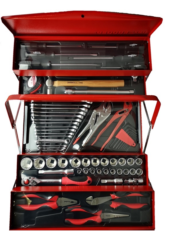 Gedore Red Universal Toolkit / Tool Set in Cantilever Toolbox – (64 Piece)