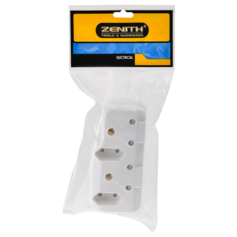 Bulk Pack x 5 Plug-adaptor 2x16amp 2x5amp Zenith