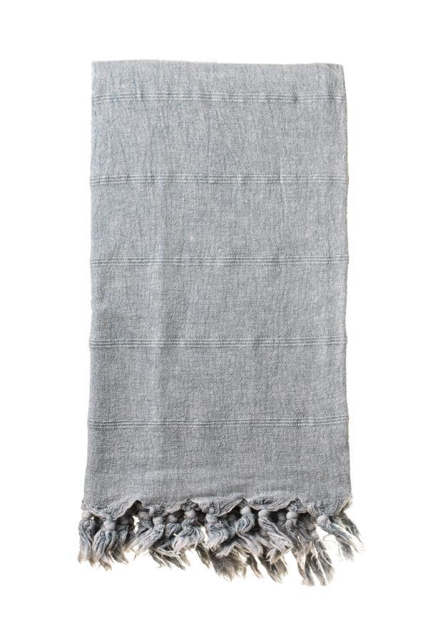 Turkish Bath / Beach Towel (100% Cotton) – Stonewashed Range (85x160cm) – Light Grey