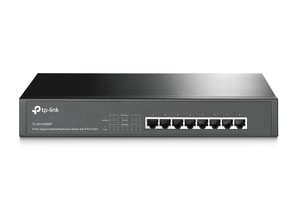 Tplink Sg1008Mp 8 Port Gigabit Poe+ Switch 126W Poe Power 1U 1 Rack Mount