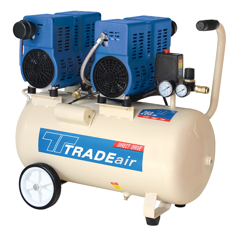 TradeAir – 100L 1.5kW 2HP Oil Free Silent Direct Drive Compressor