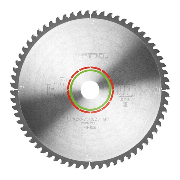 FESTOOL SPECIAL SAW BLADE 260X2,5X30 WZ/FA64 494606