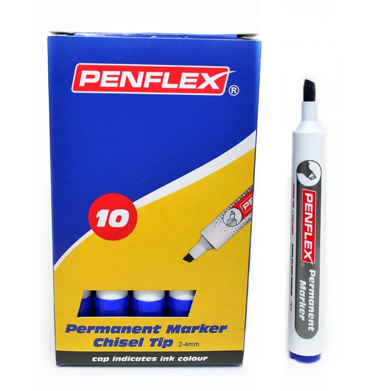 Penflex PM 15 Permanent Markers Chisel Tip Box-10 Blue