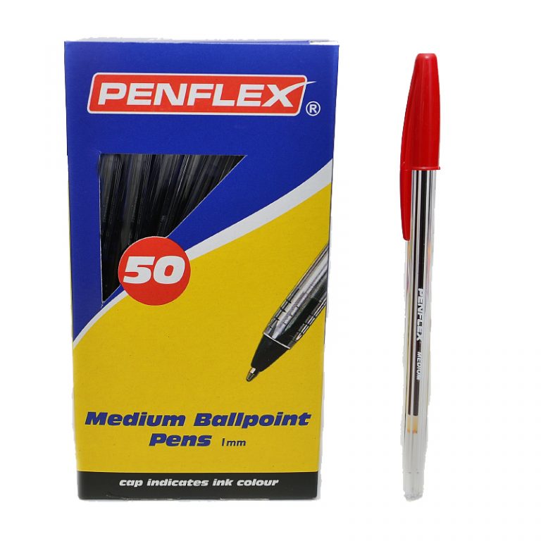 Penflex Ballpoint Pen Medium Box-50 Red