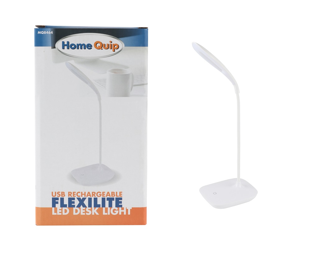 Homequip Flexlite – USB Rechargeable Flexible Desk Light – White