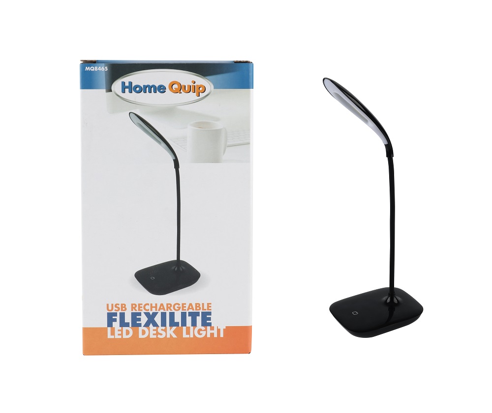 Homequip Flexlite – USB Rechargeable Flexible Desk Light – Black