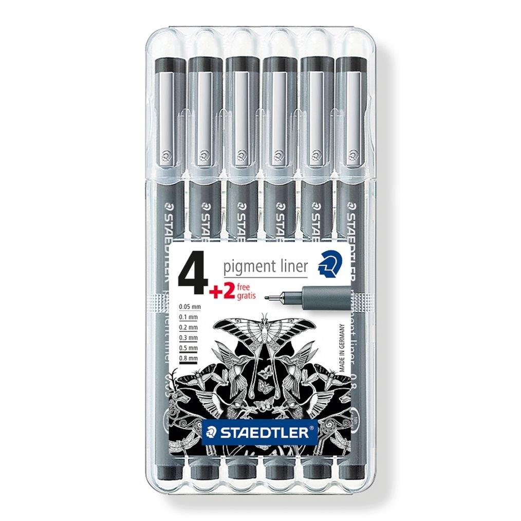 STAEDTLER Fineliner pigment liner black 6pcs