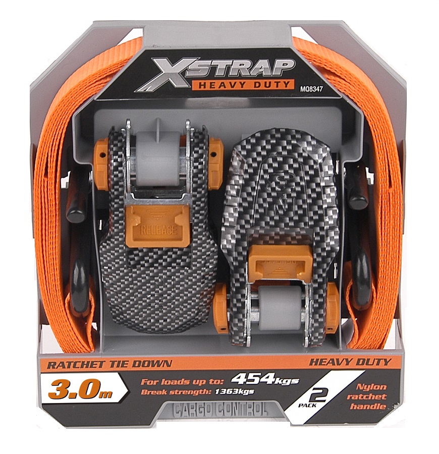 X- Strap Heavy Duty Ratchet Tie Downs -3,6m – 2 Pack