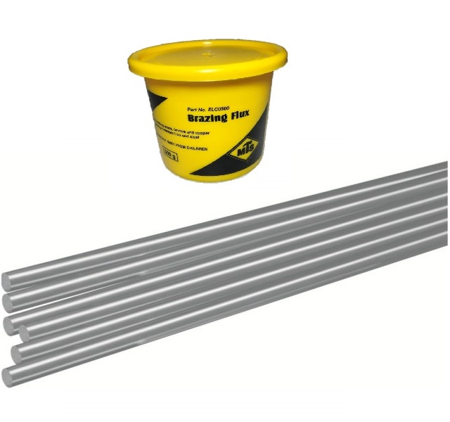 Brazing Welding Rods 2mm (Qty 10) incl Brazing Flux 500g