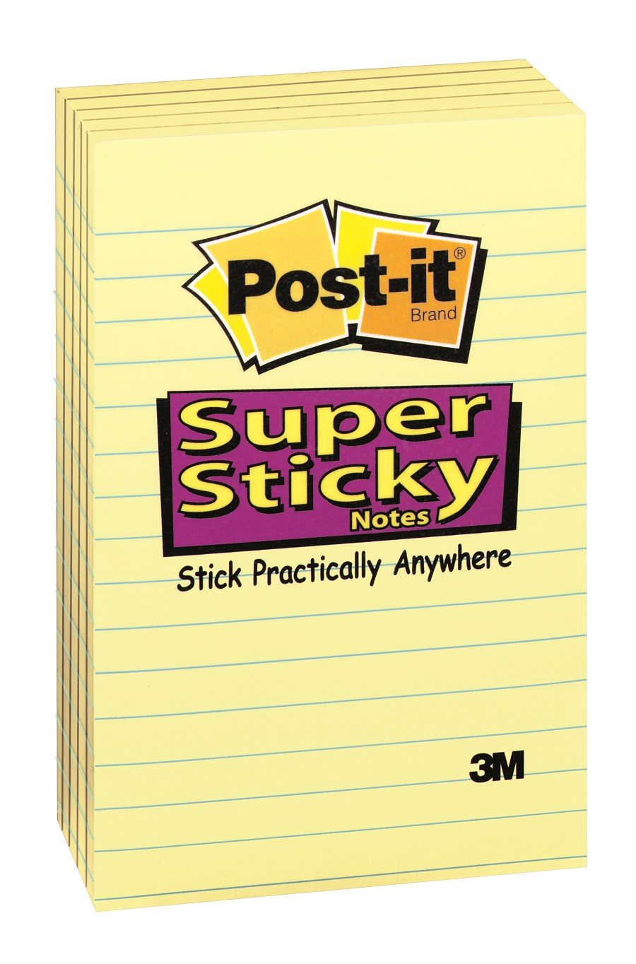 3M Post-It Lined Super Sticky Notes Canary Yellow – 90 sheets – 5 Pads