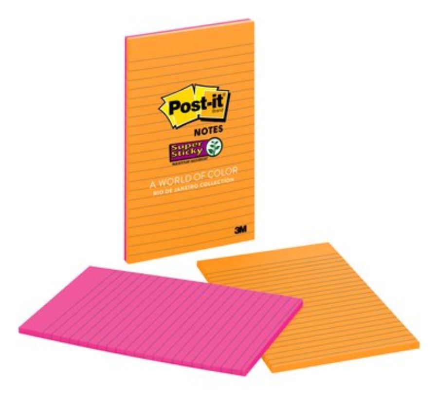 3M Post-it Super Sticky Notes, Rio de Janeiro Collection, Lined
