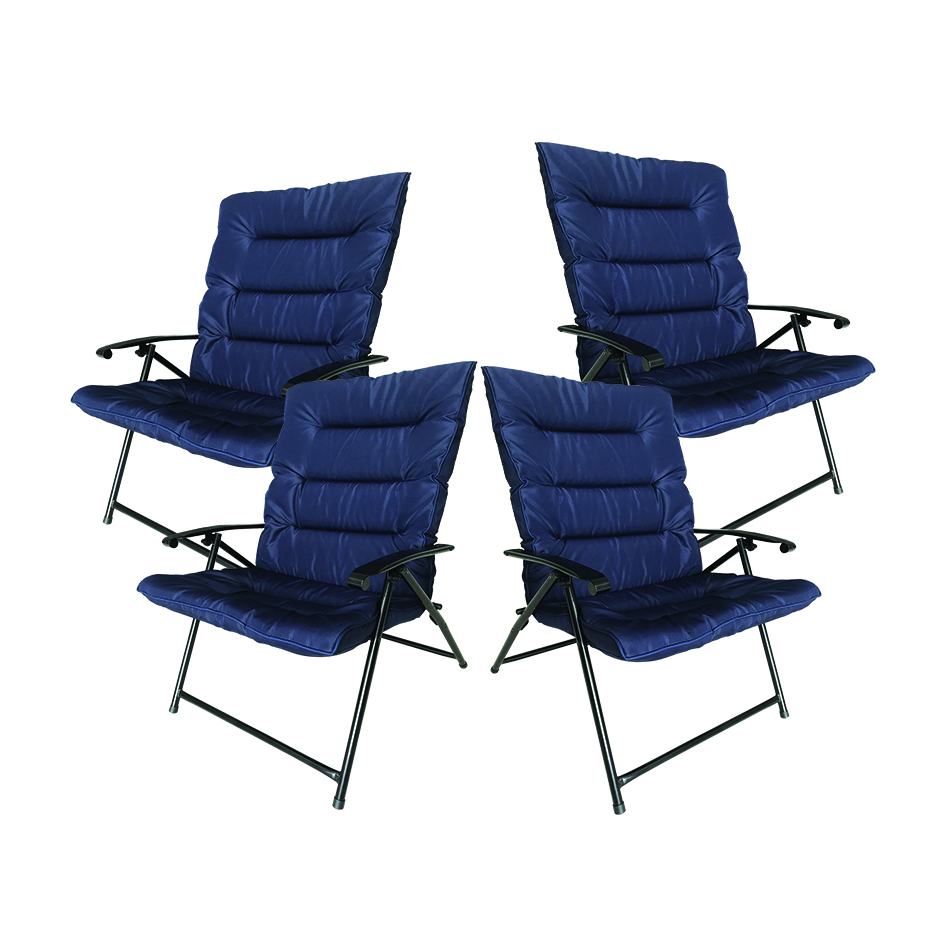 Padded Folding Chairs- Palin Navy With 2 Adjustable Positions