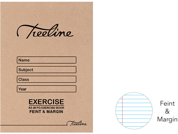 Treeline Exercise Books A5 48 pg Feint & Margin (Pack of 20)