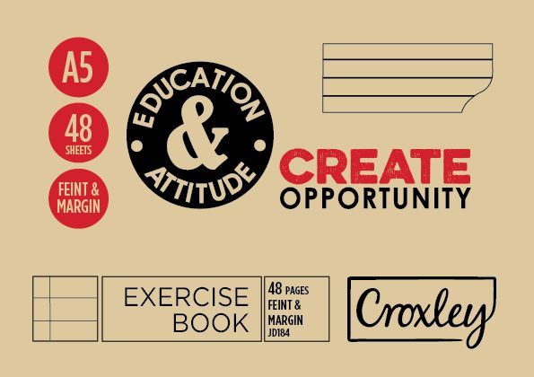 CROXLEY JD184 A5L 48 Page Feint &Margin Bulk Landscape Pack of 25