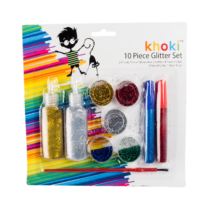 Khoki Sparkle Glitter & Glue Set – Glitter, Confetti And Brush