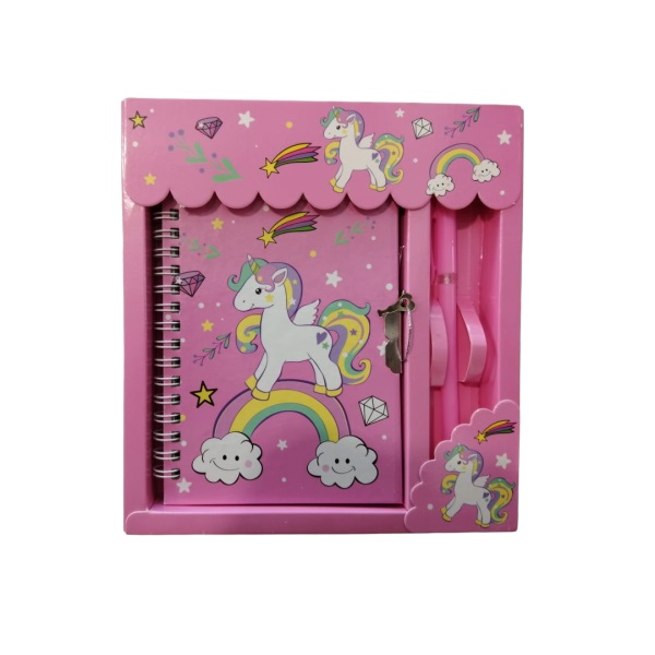 Unicorn Secret Lockable Notebook & Pen Set – Rainbow & Unicorn)