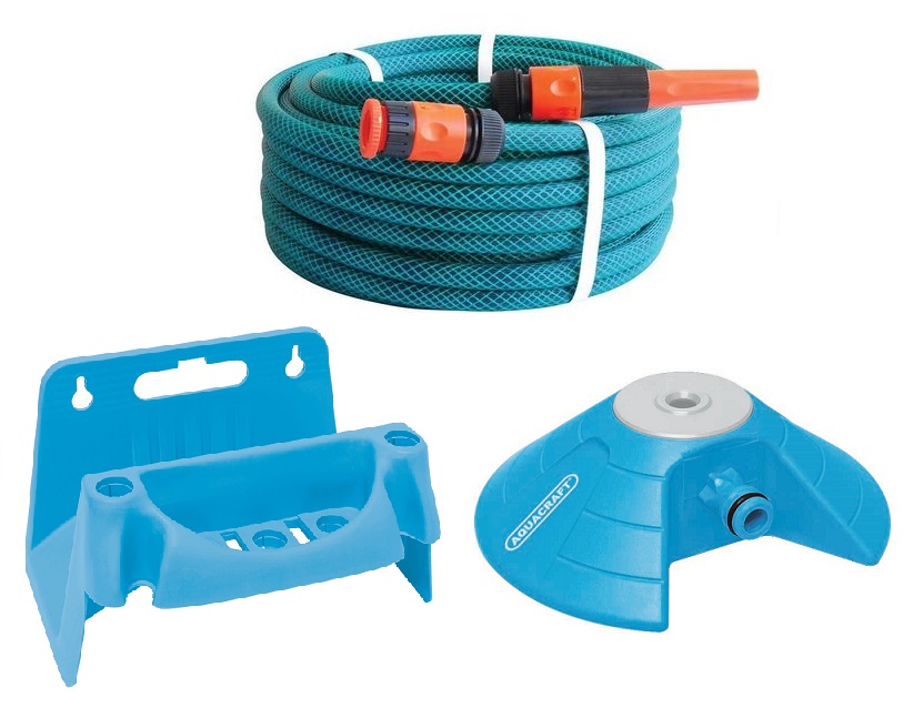 Hose Pipe Set (20m) with Fittings, Pyramid Sprinkler and Hose Reel Hanger