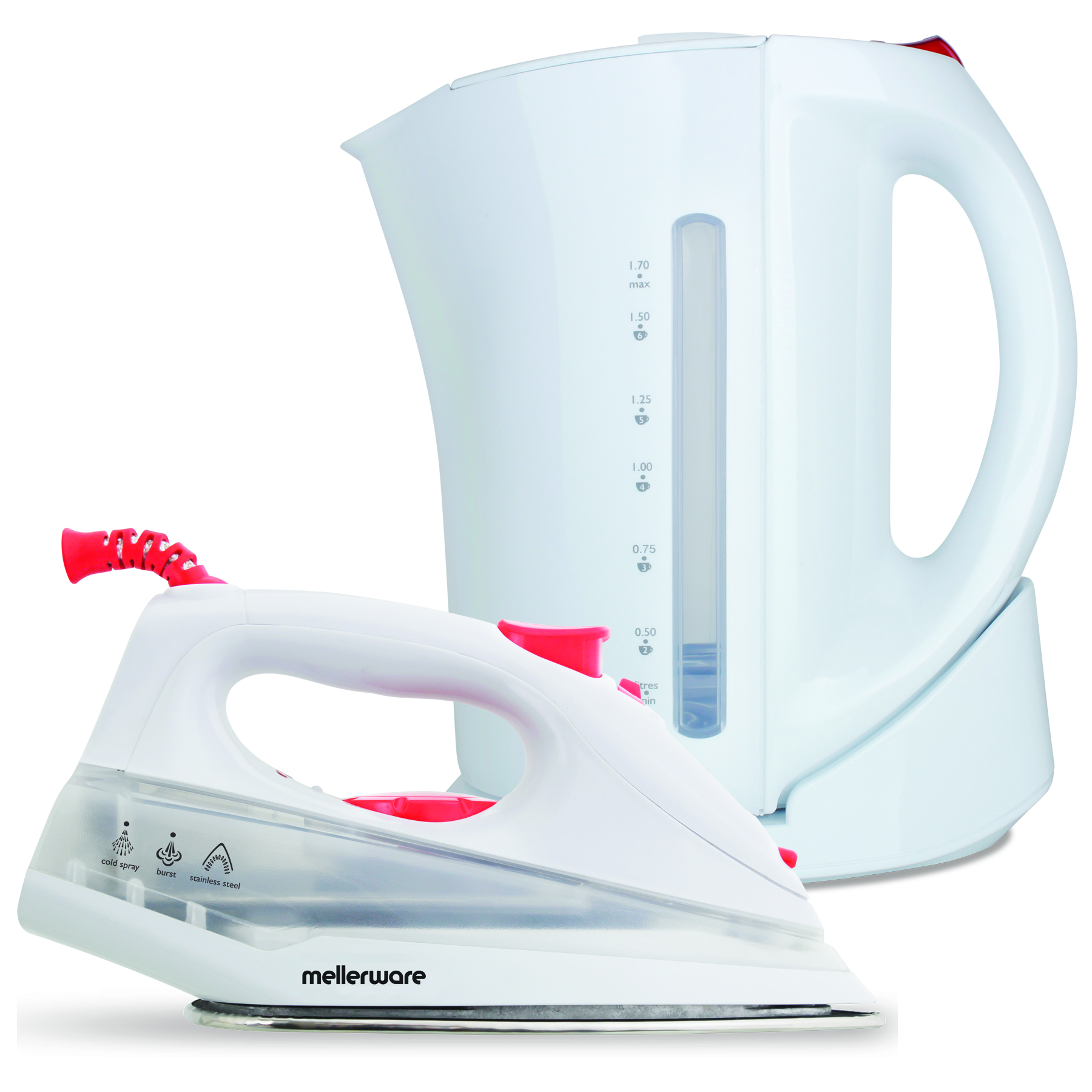 Mellerware Pack 2 Piece Set White Kettle + Iron