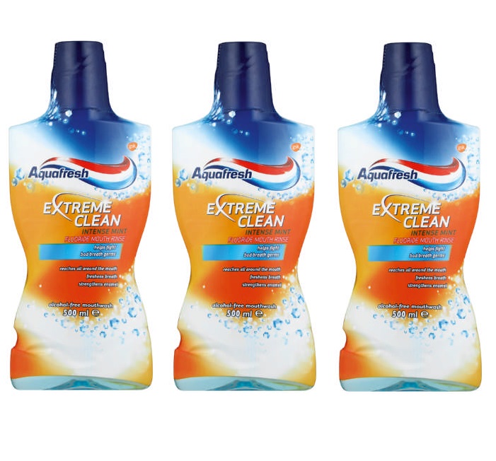 Aquafresh – Extreme Clean Fluoride Mouth Rinse Intense Mint (3 x 500ml)