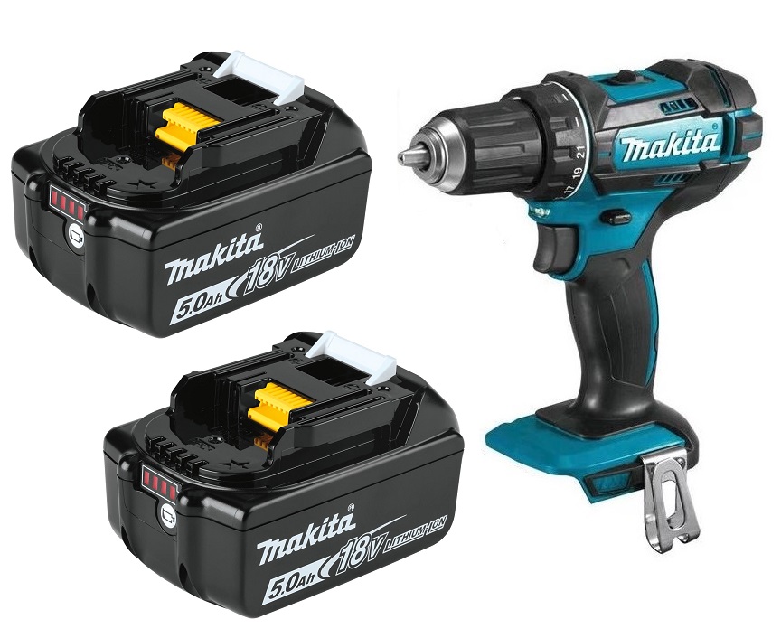 Makita DHP482ZJ Cordless Impact Driver Drill & 2x Makita BL1850 Batteries