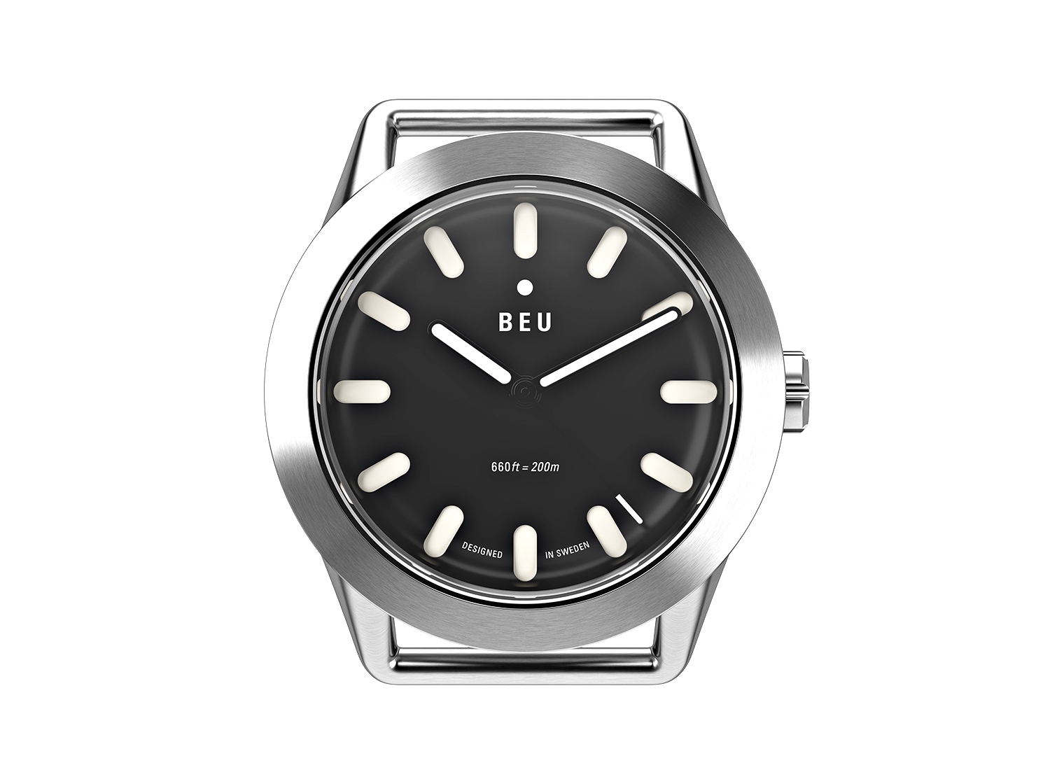 Beu Brushed Steel Case And Lava Black Face – Black & White