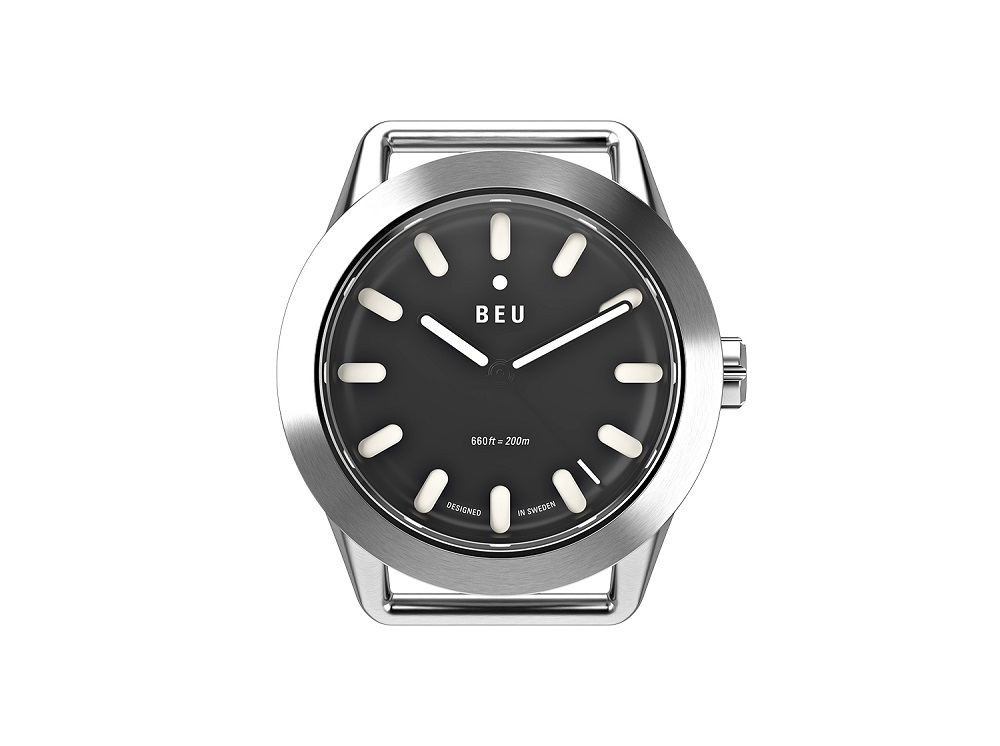 Beu Brushed Steel Case And Lava Black Face