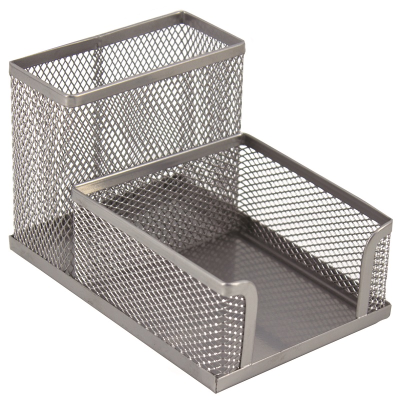 SDS M415S Wire Mesh Metal Cube & Pen Holder – Silver