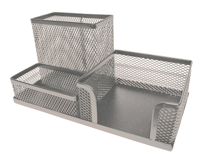 SDS M420S Wire Mesh Metal Cube, Clip & Pen Holder – Silver