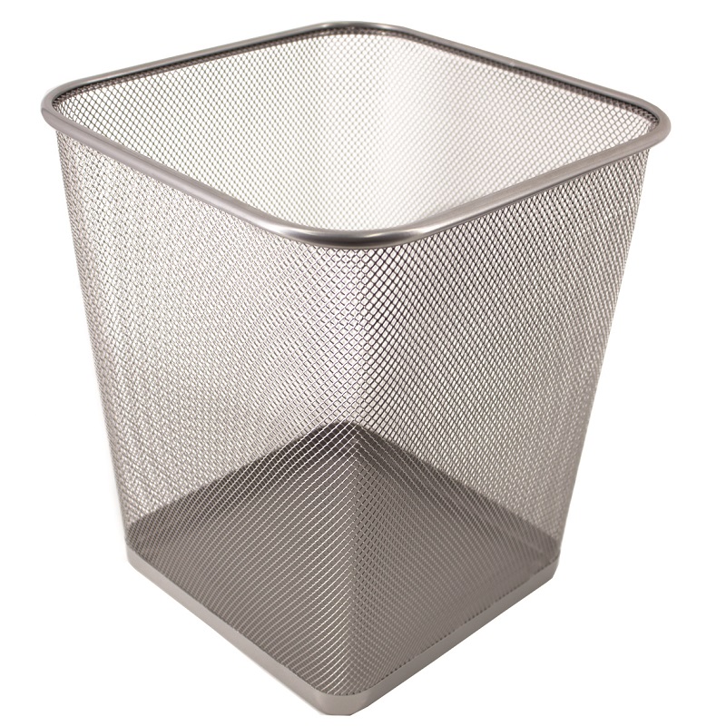 SDS M905S Wire Mesh Metal Square Waste Bin – 15L – Silver