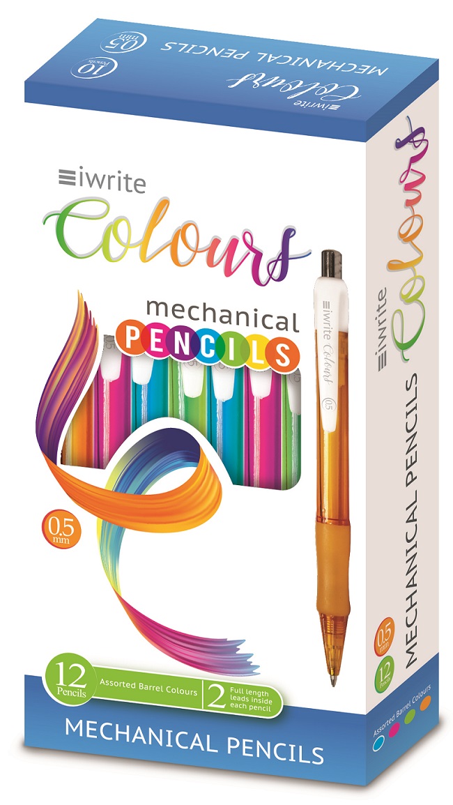 iWrite Colours: Mechanical Retractable Pencils Assorted – Box of 12