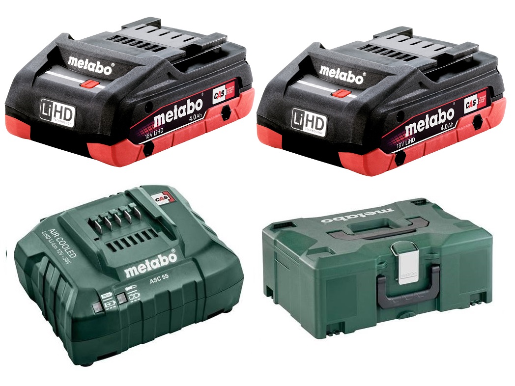 Metabo – 2 x Batteries (4.0Ah) and Charger Combo Set in MetaLoc Case