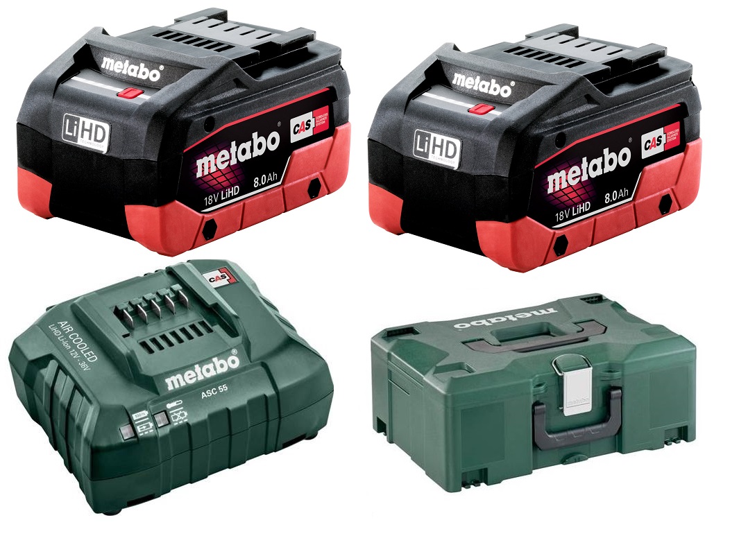 Metabo – 2 x Batteries (8.0Ah) and Charger Combo Set in MetaLoc Case