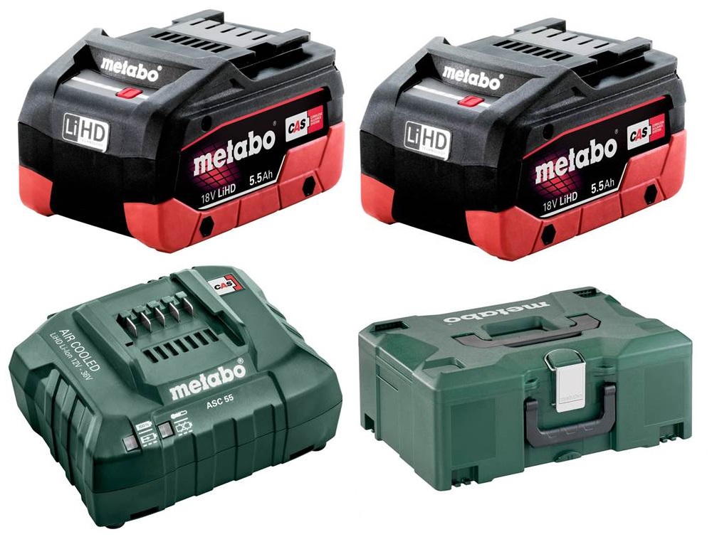 Metabo – 2 x Batteries (5.5Ah) and Charger Combo Set in MetaLoc Case