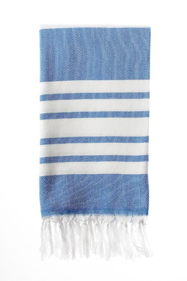 Turkish Bath / Beach Towel – Herringbone (100x180cm) – Blue and White