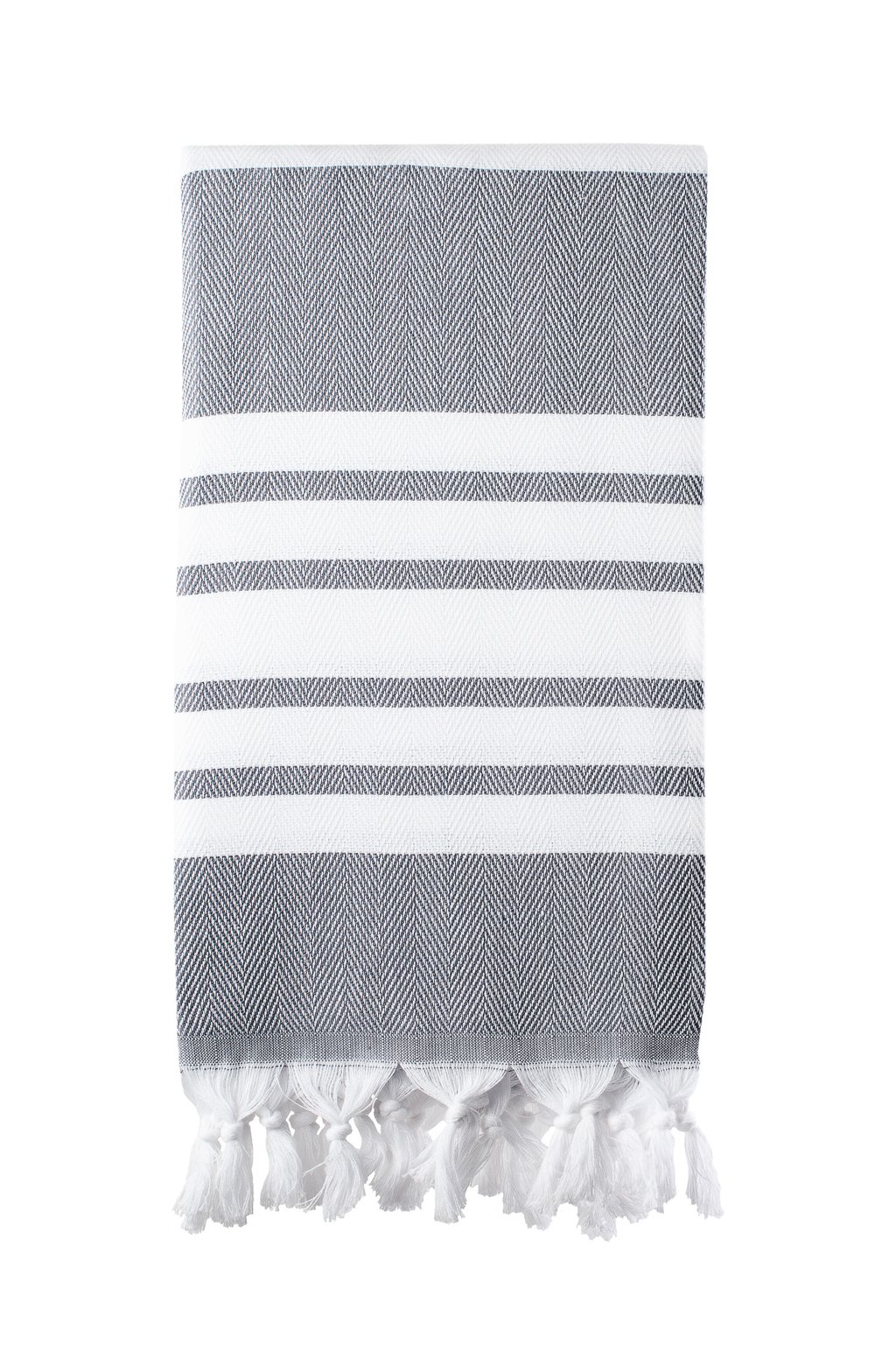 Turkish Bath / Beach Towel – Herringbone (100x180cm) – Dark Grey and White