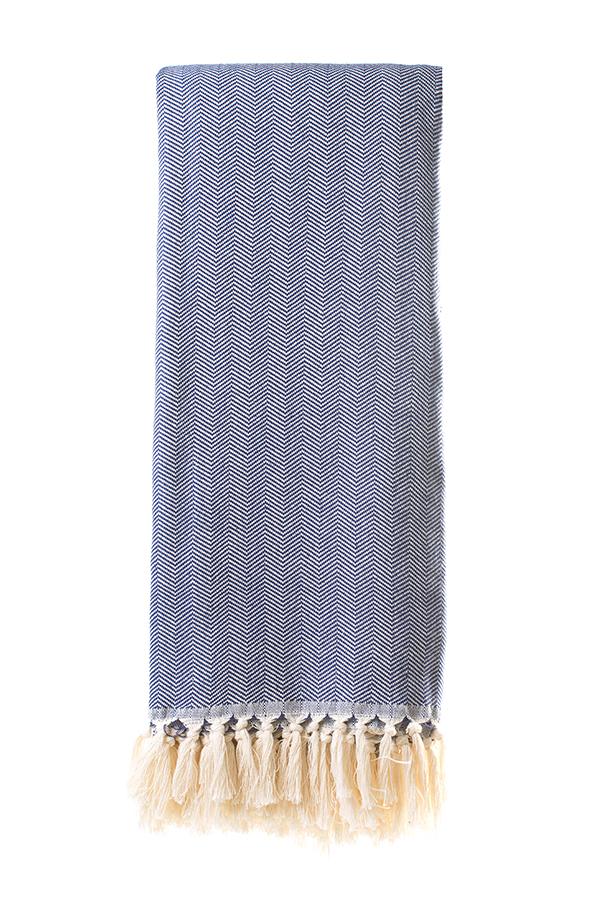Turkish Throw / Blanket – Herringbone (220x240cm) – Navy
