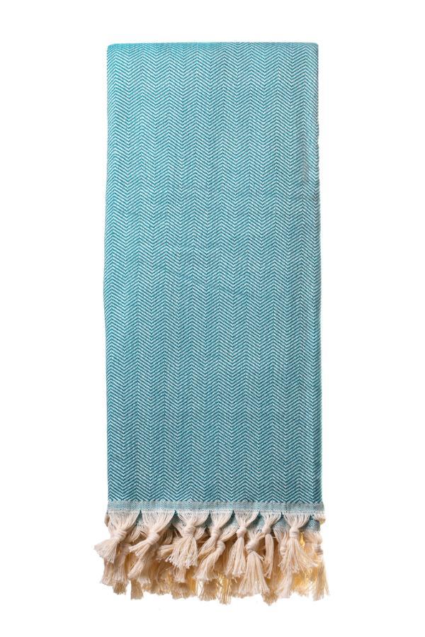 Turkish Throw / Blanket – Herringbone (220x240cm) – Teal