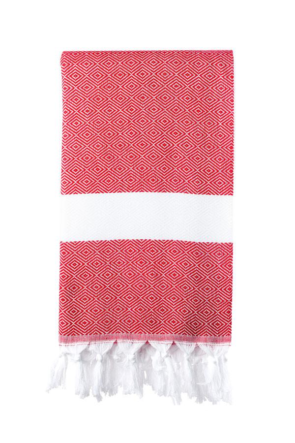 Turkish Bath / Beach Towel (100% Cotton)-Diamanta (100x180cm) – Cherry Red