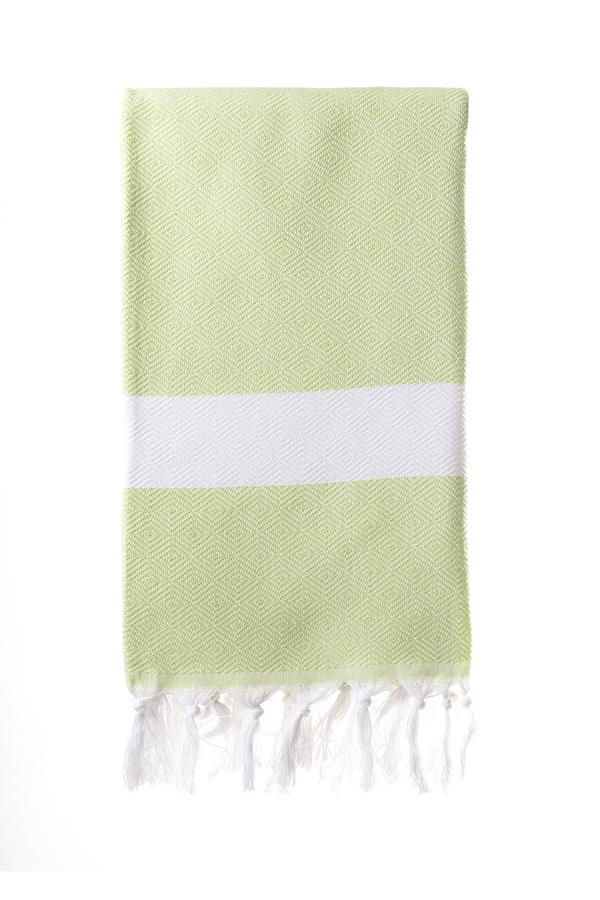 Turkish Bath / Beach Towel (100% Cotton)-Diamanta (100x180cm) – Lime Green