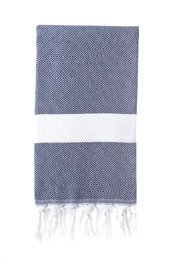Turkish Bath / Beach Towel (100% Cotton) – Diamanta (100x180cm) – Navy