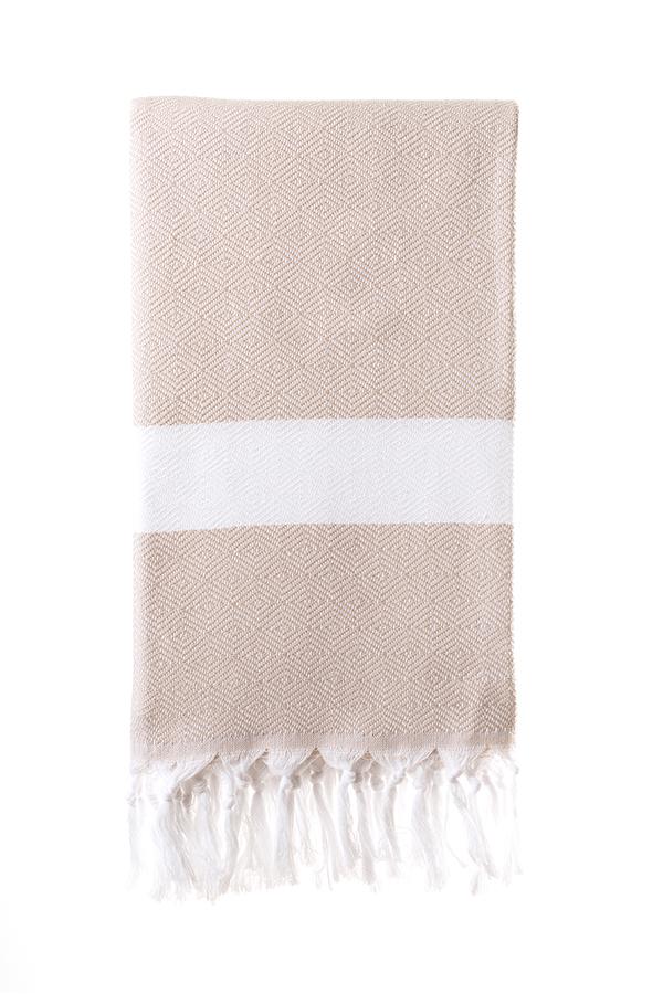 Turkish Bath / Beach Towel (100% Cotton) – Diamanta (100x180cm) – Sand