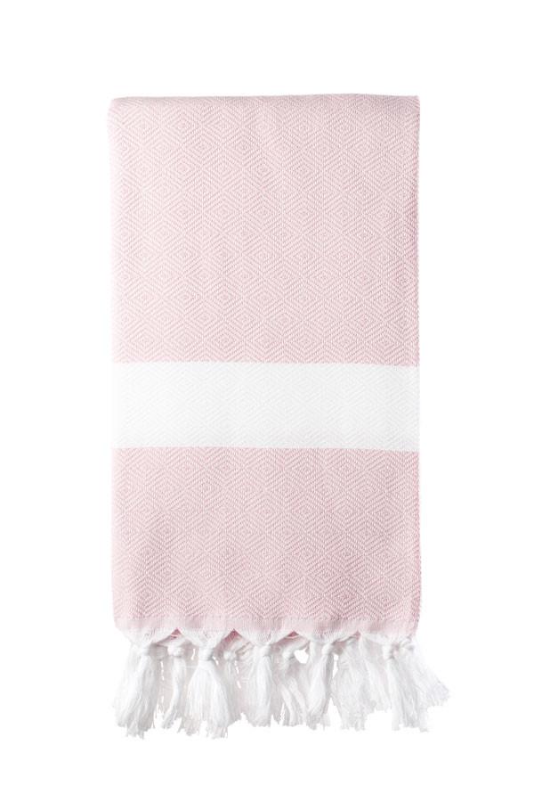 Turkish Bath / Beach Towel (100% Cotton)-Diamanta (100x180cm) – Light Pink