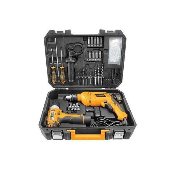 Ingco – 107 Pcs Tools Set (12V Li-Ion Cordless Drill + 650W Impact Drill)