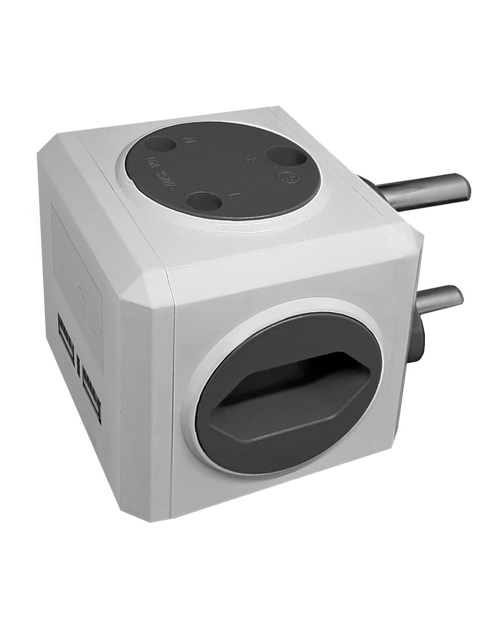Dual USB charger with multi sockets – Grey